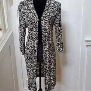 Leopard print rayon light weight open front duster blouse